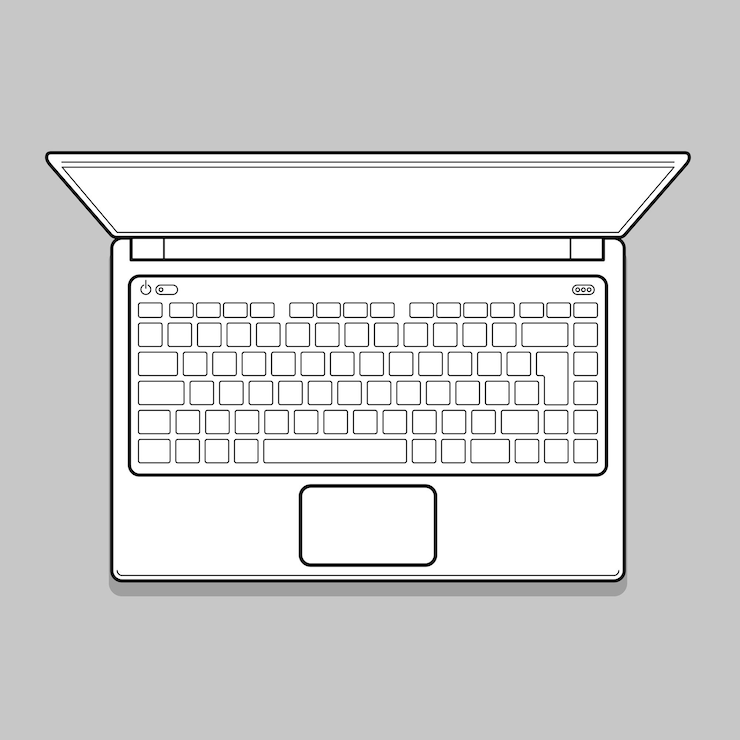 Vector vista superior del portátil moderno abierto ilustración vectorial