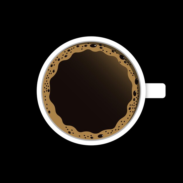Vista superior de la taza de café con lugar para el texto Icono de espresso fresco Ilustración vectorial aislada