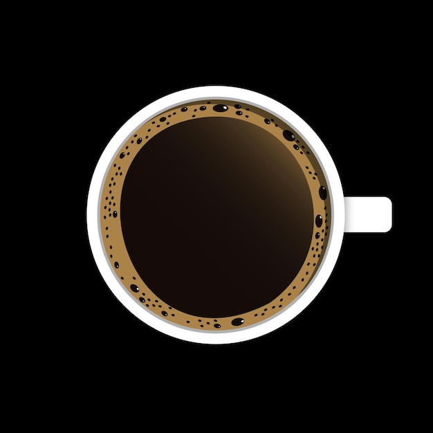 Vista superior de la taza de café con lugar para el texto Icono de espresso fresco Ilustración vectorial aislada