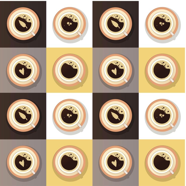 Vector vista superior de la taza de café set vector aislado cappuccino americano espresso mocha latte o cacao