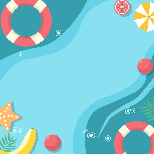 Vista superior de las vacaciones de verano en la piscina Fondo con espacio para copiar