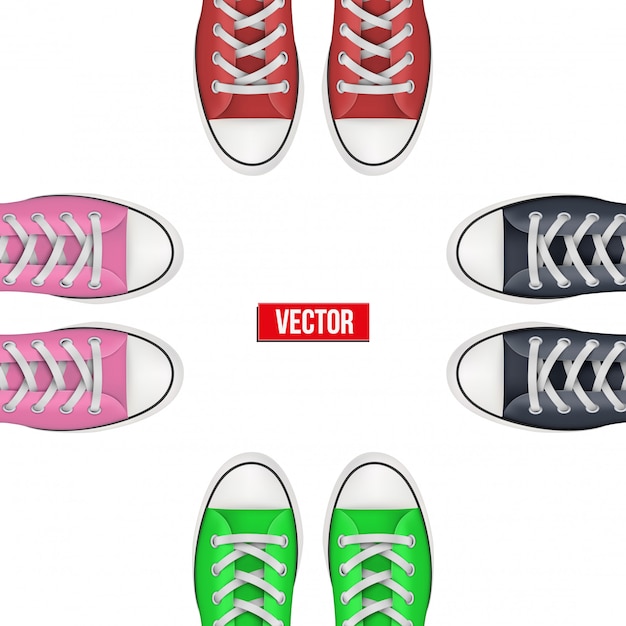 Vector vista superior de zapatillas de colores.