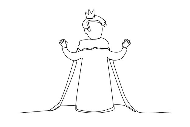 Vista trasera de un pequeño rey Rey dibujo en línea