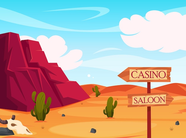 vistas al desierto y a las montañas rocosas con señales hacia el casino