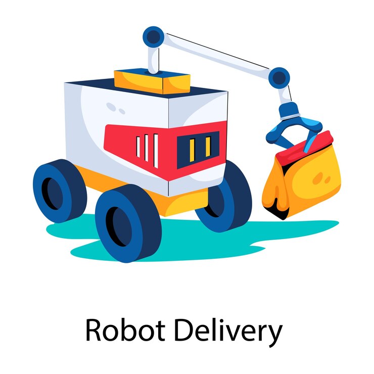 Vector un vistazo al icono plano de la entrega de robots