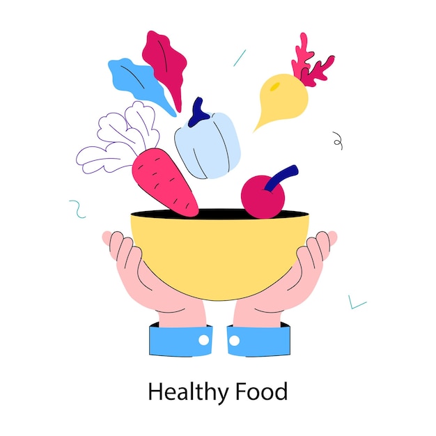 Un vistazo a una mini ilustración de doodle de alimentos saludables
