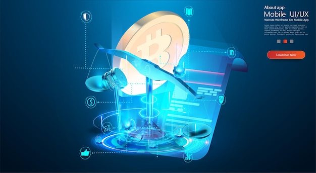 A visual depiction of cryptocurrency transactions showcasing elements such as blockchain technology secure payments and app interfaces The setting is futuristic portraying advanced digital tools