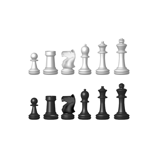 Visualización 3D de juegos de ajedrez Ilustración en un fondo blanco Se puede utilizar para crear envases