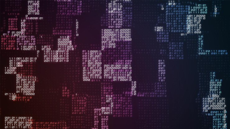 Vector visualización abstracta de grandes datos de vectores flujo de datos brillante colorido como números binarios representación de código de computadora análisis criptográfico piratería transferencia de cadena de bloques de bitcoin patrón de código de programa