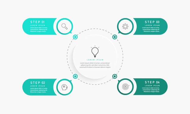 Visualización de datos comerciales. Elemento de gráfico de proceso. Gráfico abstracto con diagrama con opciones de pasos, piezas o procesos. plantilla de negocio. Concepto creativo para infografía.