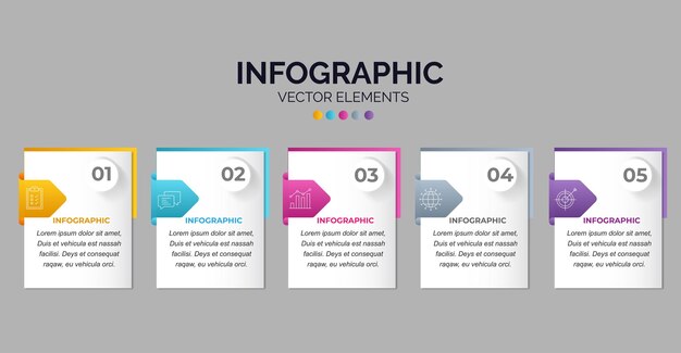 Visualización de datos comerciales Gráfico de proceso Elementos abstractos del diagrama gráfico con opciones de pasos