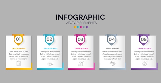 Visualización de datos comerciales gráfico de proceso elementos abstractos del diagrama gráfico con opciones de pasos