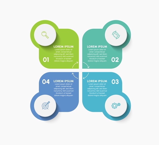 Visualización de datos comerciales. iconos de infografía de línea de tiempo diseñados para plantilla de fondo abstracto