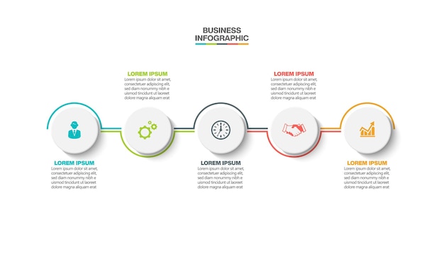 Visualización de datos comerciales. plantilla de infografía de línea de tiempo