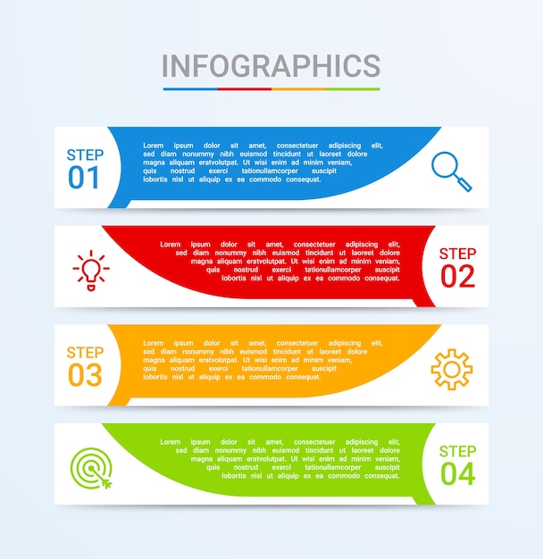 Visualización de datos comerciales, plantilla de infografía con pasos.