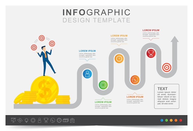 Visualización de datos comerciales de presentación de plantilla de infografía moderna