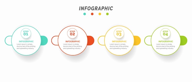 Visualización de datos empresariales Gráfico de proceso Elementos abstractos del diagrama gráfico con 4 pasos