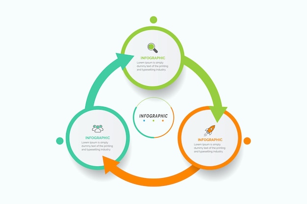 Visualización de datos empresariales Gráfico de proceso Elementos abstractos del diagrama gráfico con opción de 3 pasos