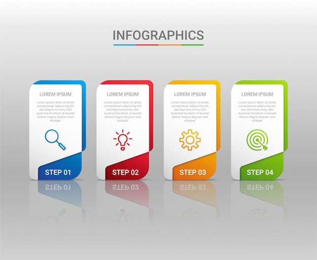 Visualización de datos empresariales, plantilla de infografía con 4 pasos.