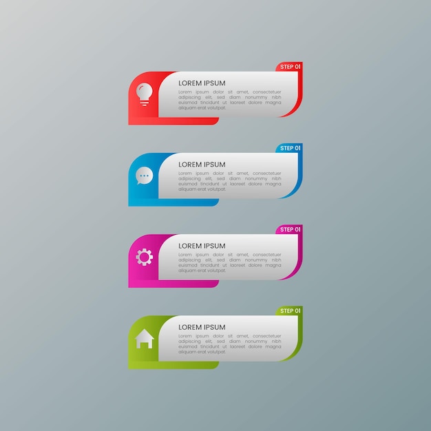 Visualización de datos empresariales Se pueden utilizar pasos de procesos empresariales, línea de tiempo de marketing, infografías