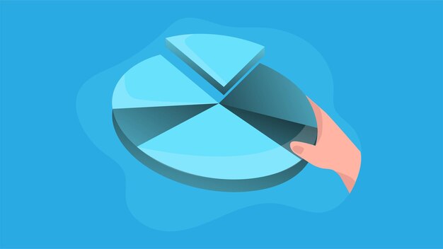 Visualización de datos de gráficos de pie Ilustración de diseño plano