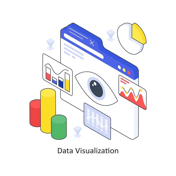 Vector visualización de datos isométrica ilustración en color eps ilustración de archivo de stock