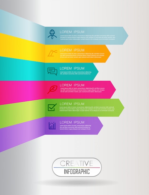 Visualización de datos de negocios Plantilla colorida Infografía Timeline Ilustración vectorial