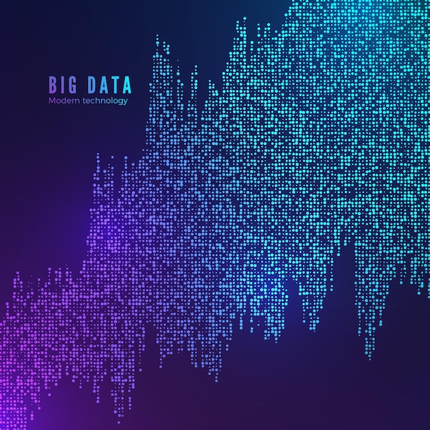 Visualización del flujo de Big Data. Flujo de datos digitales. Fondo de tecnología abstracta en colores azules.