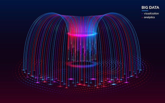 Visualización fractal de big data digital para fondo infográfico. elementos de infochart de bigdata o papel tapiz tecnológico abstracto. analizar y analizar el contexto científico. planificación, comportamiento de los datos