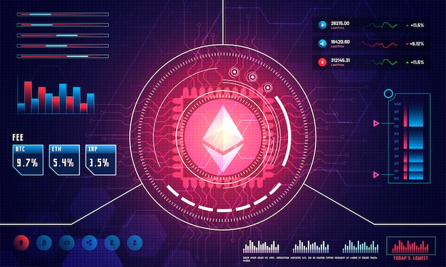 Vector visualización frontal de una plataforma comercial ethereum (eth).