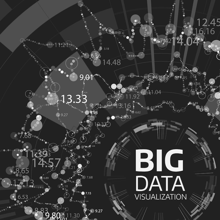 Vector visualización de grandes datos fondo vectorial futurista gráfico de hilos de datos intrincados representación de redes sociales o análisis de negocios