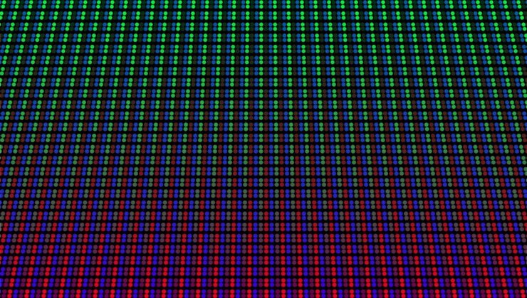 Vector visualización de pantalla led. textura digital con puntos. monitor de píxeles lcd. ilustración vectorial.