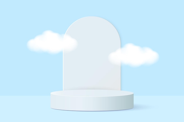 Visualización de producto de minimalismo de podio 3d con nube de cielo en el fondo 3D vector 3d ilustración