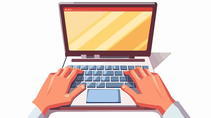 Vector visualización profesional de videos en línea en la pantalla de la computadora portátil concepto de entretenimiento y tecnología