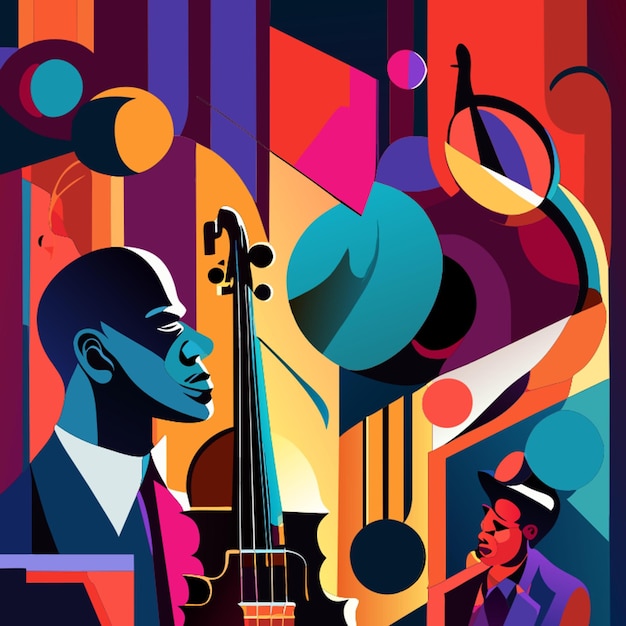 visualizar melodías de jazz como formas abstractas y combinación de colores ilustración vectorial