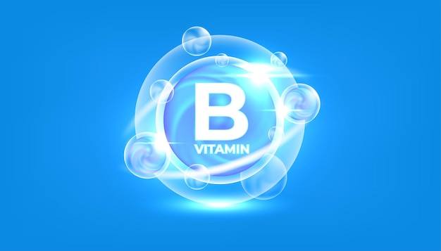 Vitamina b domo azul y translúcido vitaminas complejo colágeno tratamiento de belleza nutrición cuidado de la piel diseño conceptos médicos y científicos vector