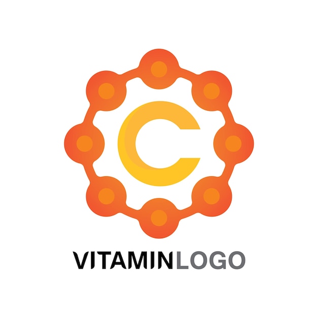 Vitamina c logo vector diseño vector icono salud nutrición