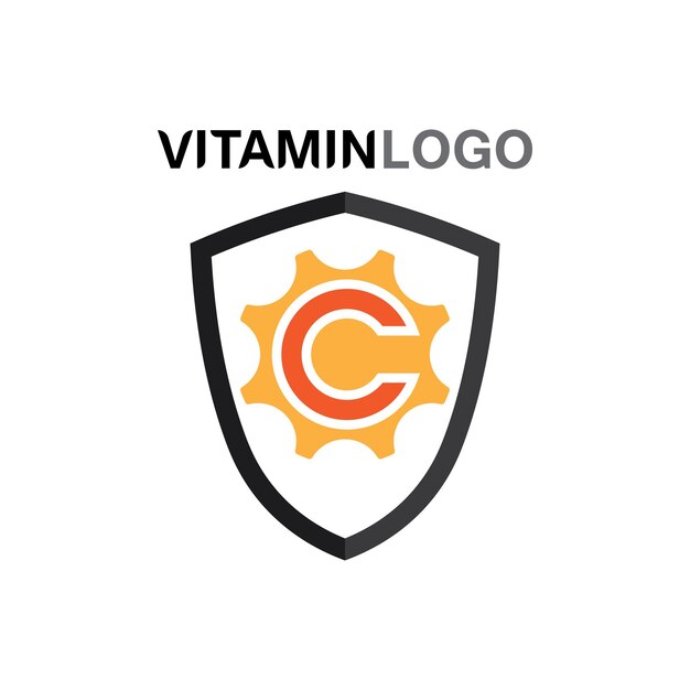 Vitamina c logo vector diseño vector icono salud nutrición