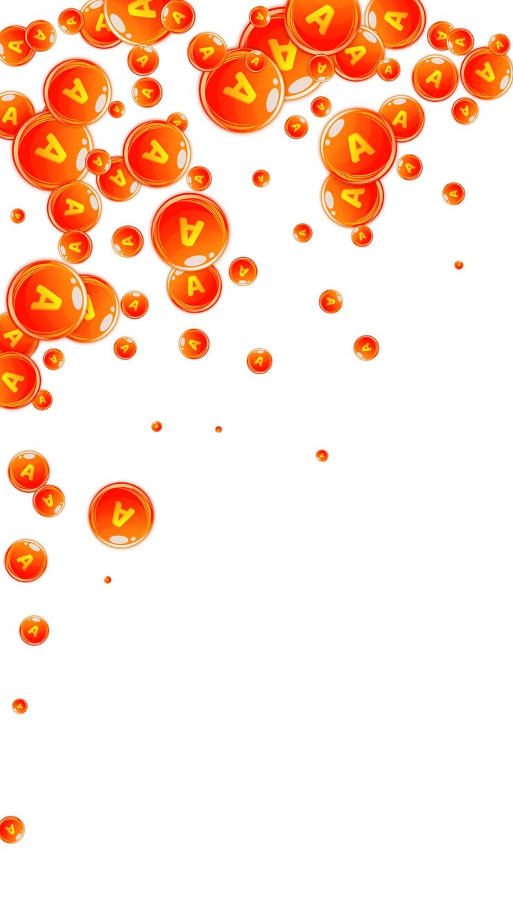 Vector una vitamina en cápsulas redondas esparcidas al azar