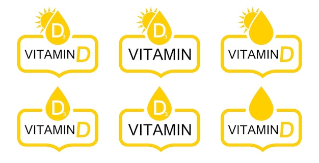 La vitamina D y D3 establecen iconos símbolos aislados ilustración vectorial