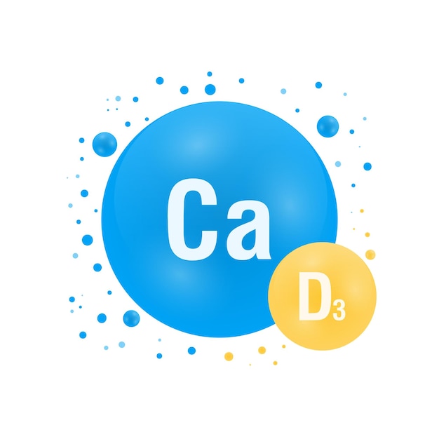 La vitamina D3 y los minerales Calcium Ca Therapy ayudan a mantener un fuerte concepto de salud bon Vector