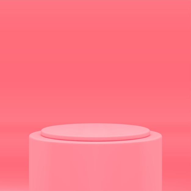 Vitrina base fundación rosa pastel cilindro pasos escaparate 3d estudio fondo realista vector