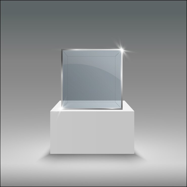 Vector vitrina para la exposición en forma de cubo.
