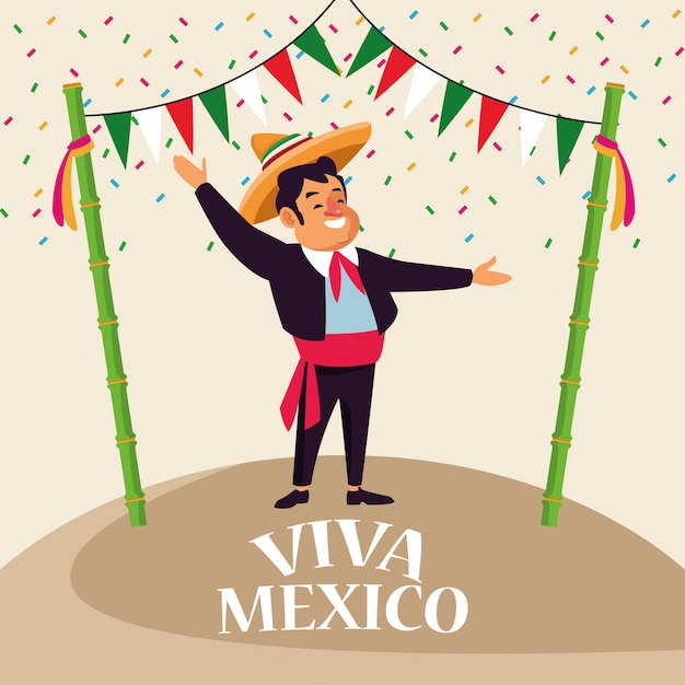 Vector viva mexico dibujos animados