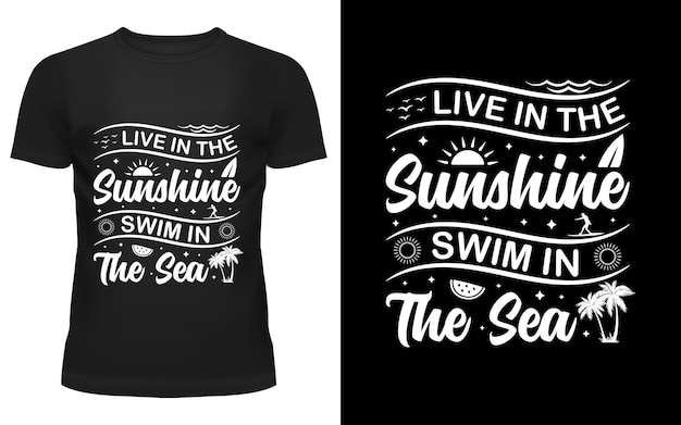 Vive bajo el sol Nada en el mar Diseño de camiseta de verano.