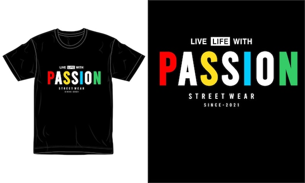 Vive vida con pasión tipografía para el diseño de camisetas | Vector Premium
