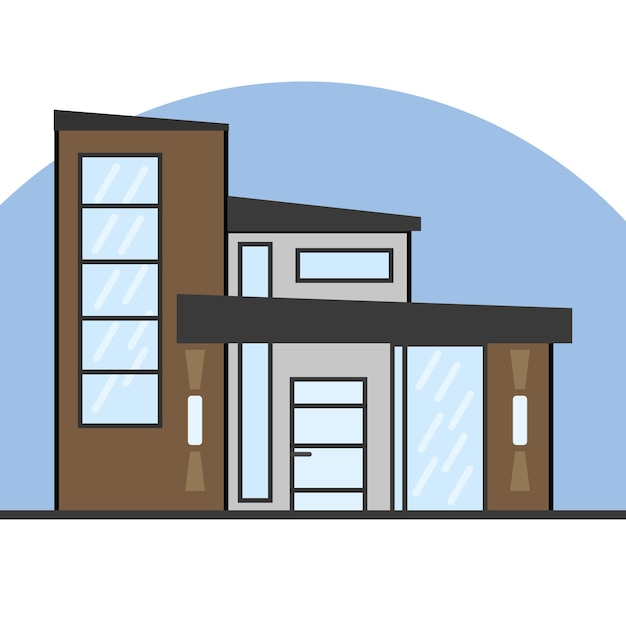 Vivienda inmobiliaria villa moderna y plana animación de clipart