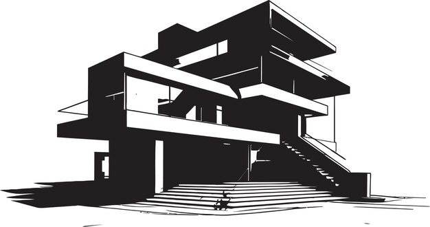 Vector vivienda urbana artística diseño de casa moderna logotipo vectorial minimalismo icónico dibujo de casa en negrita en vect