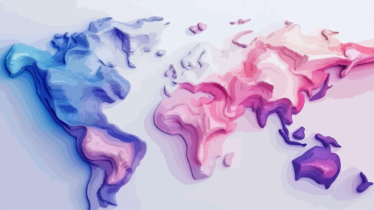 Vector vivo diseño moderno de mapas mundiales para globes y educación
