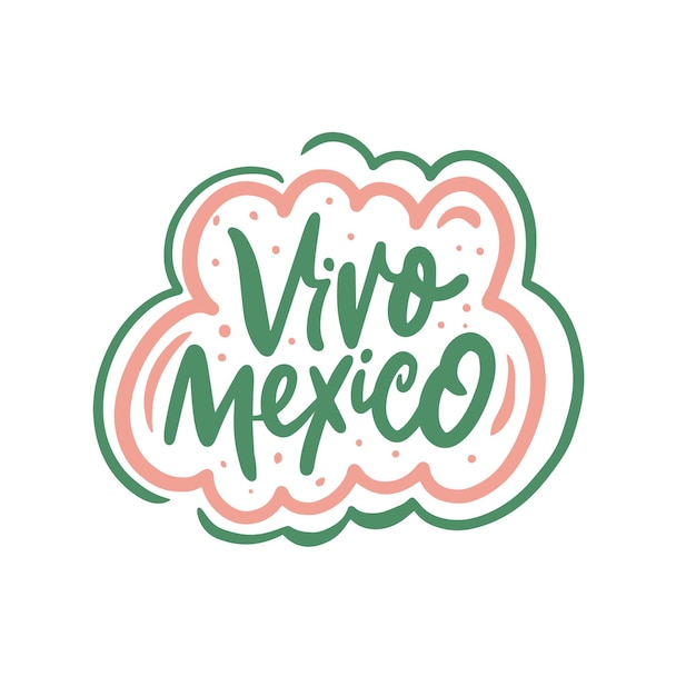 Vivo México dibujado a mano letras coloridas frase ilustración vectorial